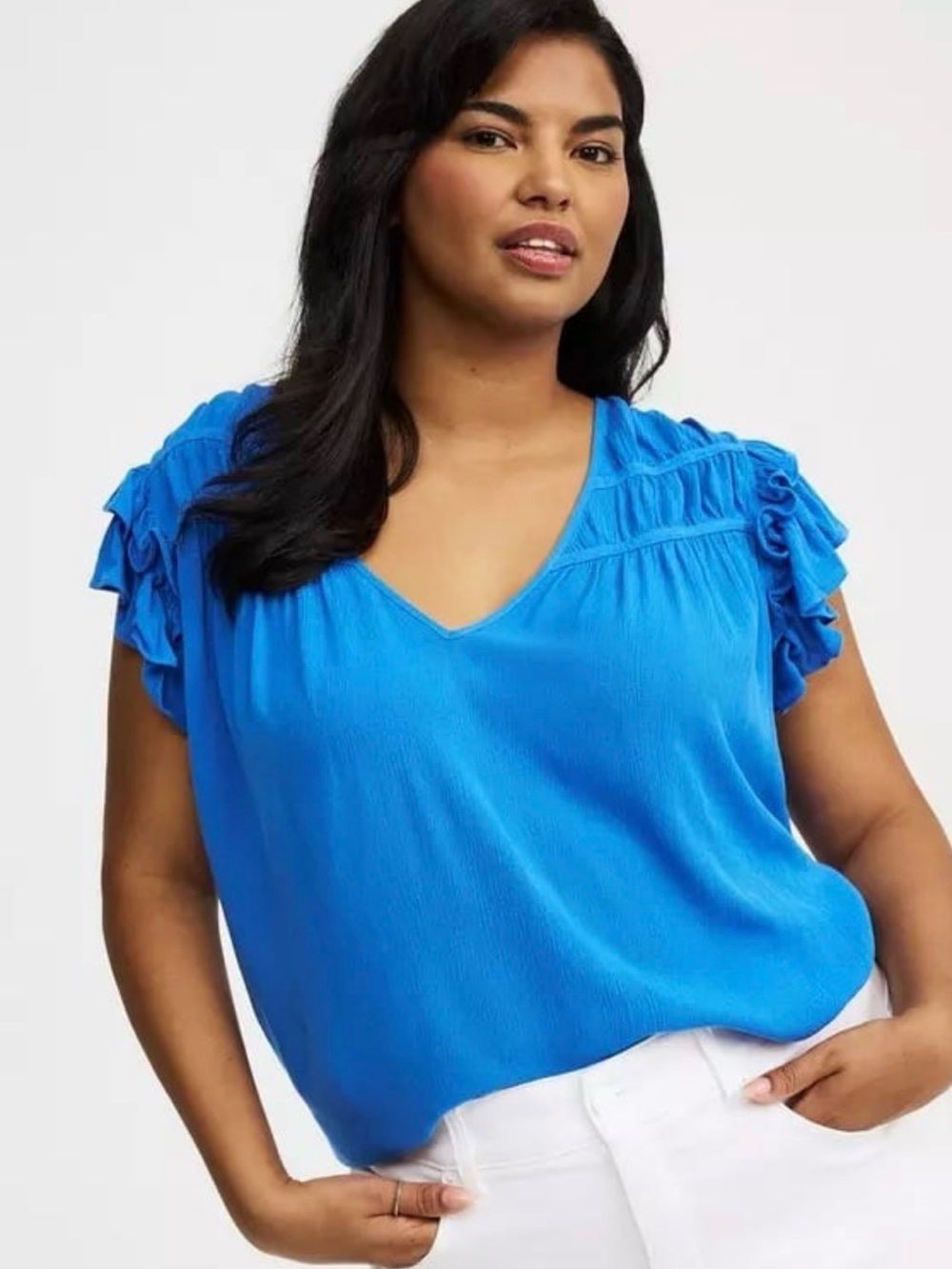NWT Torrid Rayon Gauze Ruffle Short Sleeve Top